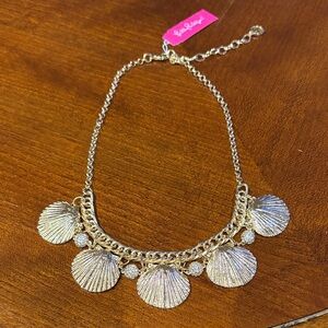Lilly Pulitzer Gold Metallic Sea Fan Shell Necklace NWT $88 MSRP